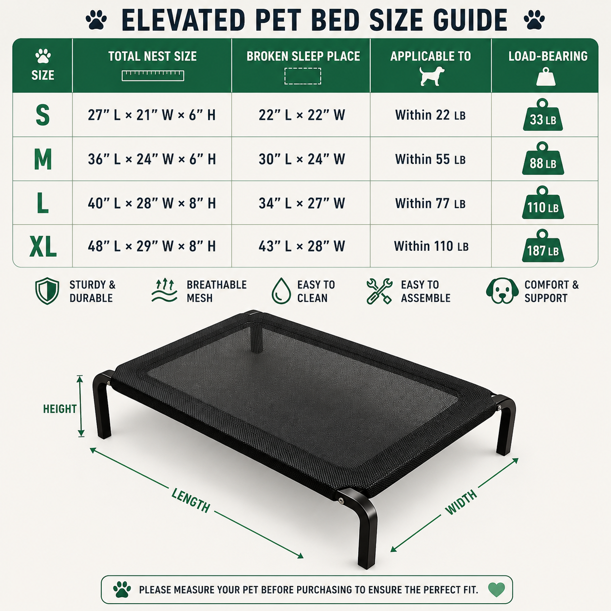 Elevated Outdoor Pet Bed